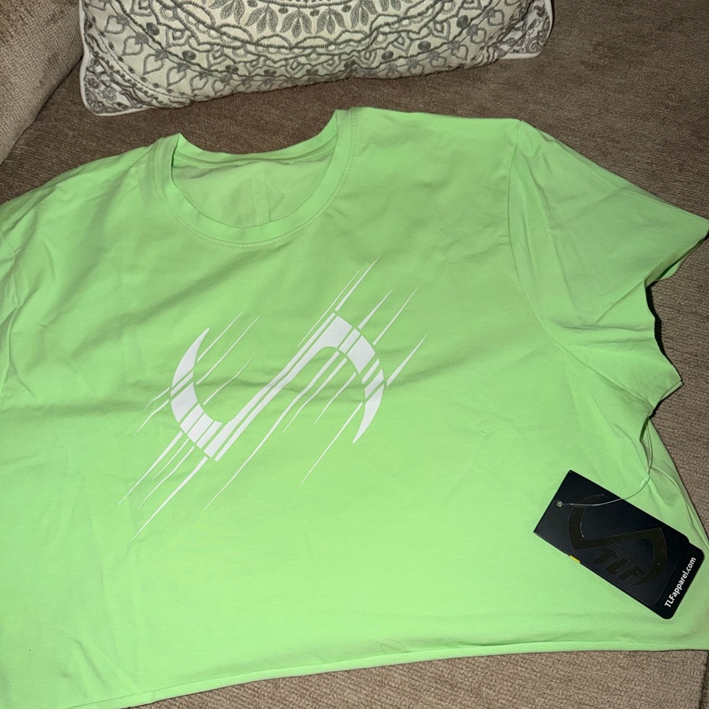 Vibrant Green Crop Top with Graphic Design